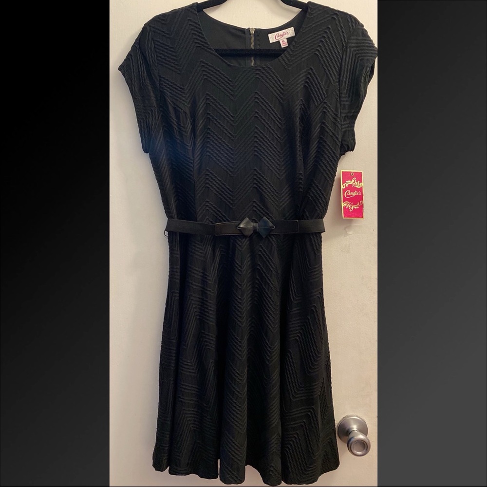 Candie’s Perfect LBD! Sleeveless Little Black Dress with belt! New w/ Tags!